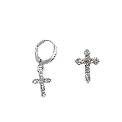 925 Silver Post Asymmetric Diamond Cross Stud – Surprise Gifts — 1