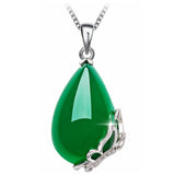 Women's Silver Necklace Green Chalcedony Red – Jewelry Gift Ideas — 2