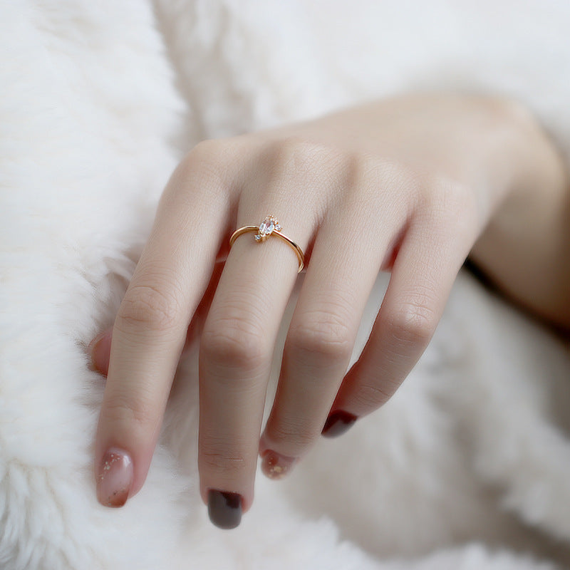 S925 Silver Plated Natural White Crystal Women's Ring – Gifts for Her — 1