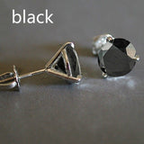Stud Earrings Men's White Gold 8mm Diamond Three Claw – Gifts for Him — 2