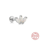 Sterling Silver Opal And Diamond Pierced Threaded Ear – Stylish Gifts — 6