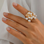 High Profile Retro Colorful Gemstone Pearl Tassel Ring – Gifts for Her — 12