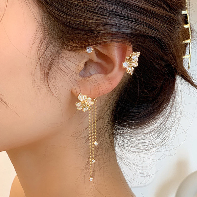 Butterfly Tassel Ear Clip Long Female Non-piercing – Gifts for Her — 1