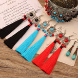 Bohemian Style Ethnic Style Earrings, Red Long Tassels – Stylish Gifts — 4