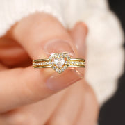 Double Peach Heart Design Ring Female Inlaid Zircon – Gifts for Her — 4