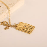 Niche Design Embossed Diamond Eye Square Pendant – Jewelry Gift Ideas — 3