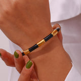 Women's Stainless Steel Open Solid Segmented Drip – Jewelry Gift Ideas — 14