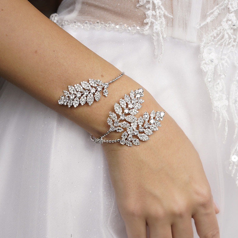 Leaf Opening Bracelet Fashionable Full Diamond – Jewelry Gift Ideas — 1