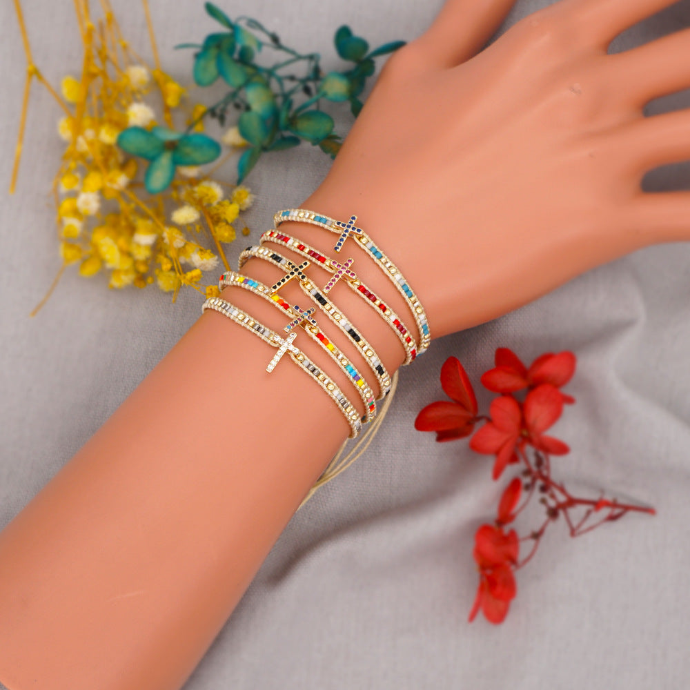 Ethnic Style Diamond Cross Zircon Bracelet – Stylish Gifts — 1