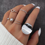 Geometric Round Adjustable Opening Ring Set Of 5 – Useful Gifts — 2