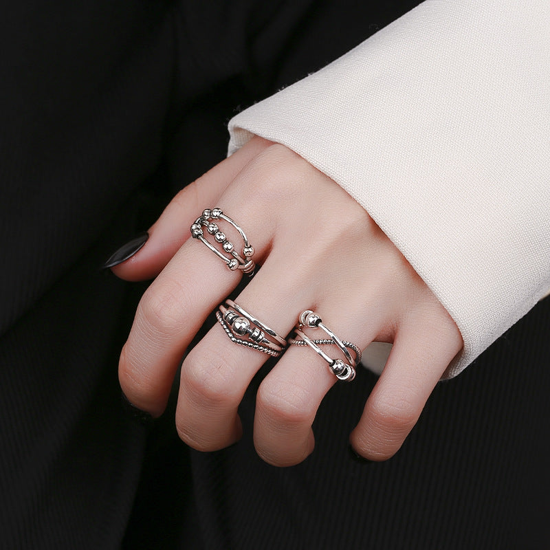 S925 Sterling Silver Fashion Simple Retro Three Layer – Stylish Gifts — 1
