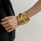 Gold Stitching Flower Bracelet Open Design Alloy – Jewelry Gift Ideas — 1