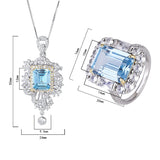 Simulated Aquamarine Pendant Ring Set – Jewelry Gift Ideas — 5