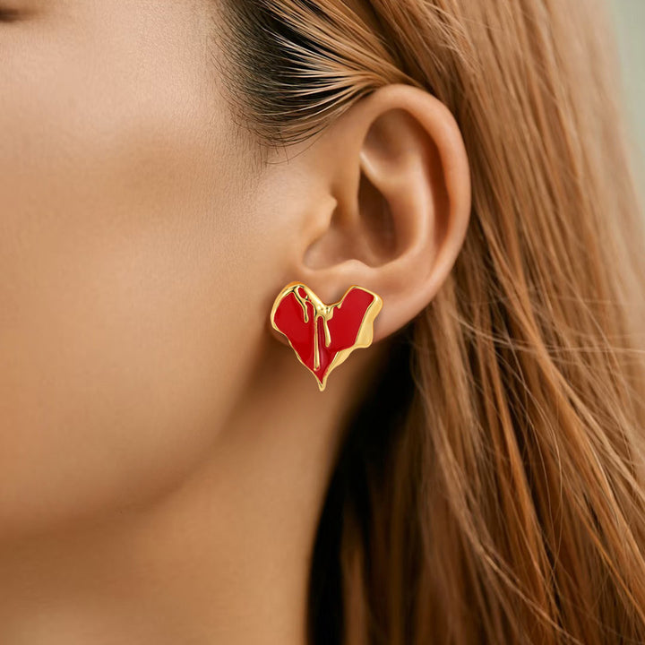 Liquid Irregular Heart-shaped Dripping Stud Earrings – Gifts for Her — 1