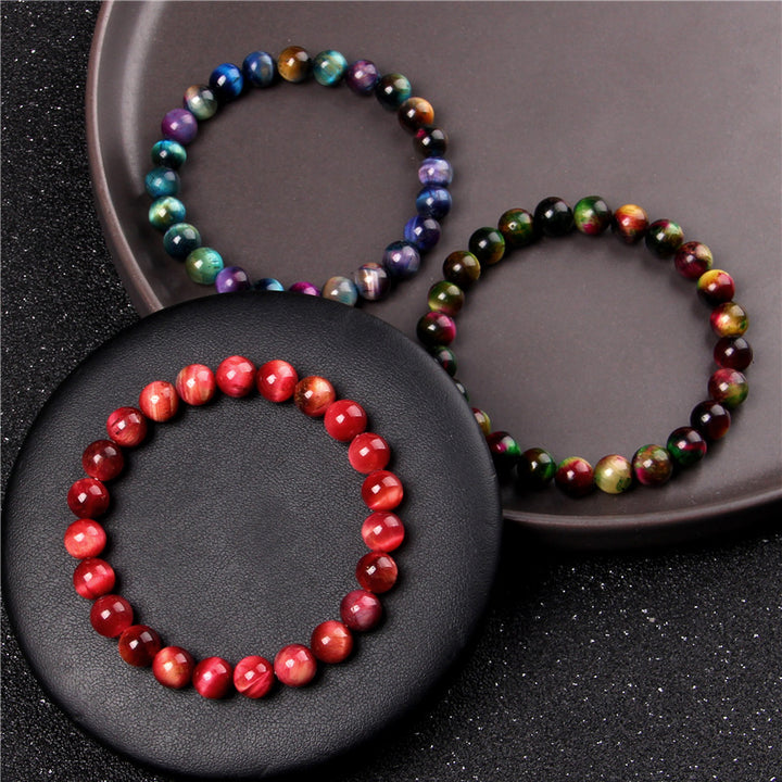 Natural Stone Color Scattered Beads 8mm Bead Bracelets – Useful Gifts — 1