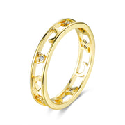 Simple Plain Circle Gold Star And Moon Zircon Ring – Small Gift Ideas — 2