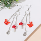 Long Chain Butterfly Mushroom Earrings For Women – Gifts for Her — 3