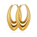 Long Oval Glossy Hollow Earrings Stainless Steel – Small Gift Ideas — 3