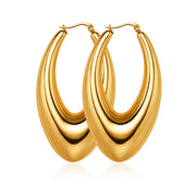 Long Oval Glossy Hollow Earrings Stainless Steel – Small Gift Ideas — 3