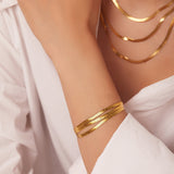 Geometric 18K Gold Plated 3mm Snake Chain Layer – Jewelry Gift Ideas — 7
