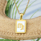 Stainless Steel Square Shell Zodiac Necklace – Jewelry Gift Ideas — 10