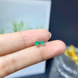 Natural Emerald Stud Earrings Stone 3MM Granny Green – Birthday Gifts — 2