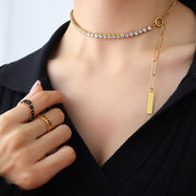 Square Strip Pendant Stainless Steel Necklace – Jewelry Gift Ideas — 7