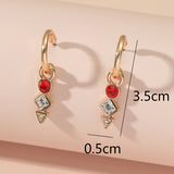 Vintage Red White Rhinestone Geometric Earrings – Gift Ideas — 4