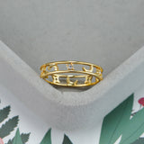 Simple Plain Circle Gold Star And Moon Zircon Ring – Small Gift Ideas — 3