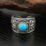 Personality Fashion Turquoise Feather Ring Men – Stylish Gifts — 1