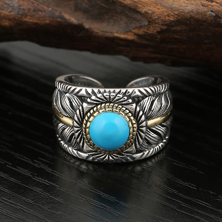 Personality Fashion Turquoise Feather Ring Men – Stylish Gifts — 1