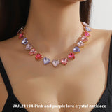 White Heart Love Heart Glass Rhinestone Clavicle – Gifts for Couples — 2