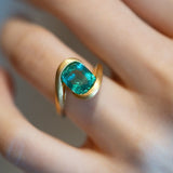 Natural Emerald S925 Sterling Silver Frosted Ring – Surprise Gifts — 2