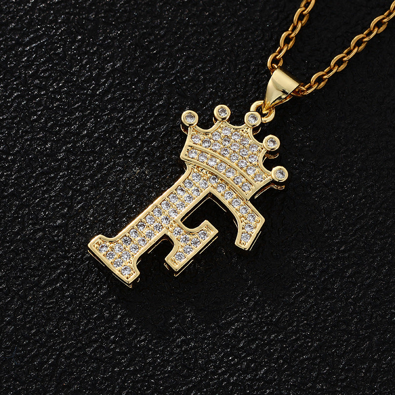 Stainless Steel Chain Zircon Alphabet Pendant – Jewelry Gift Ideas — 1