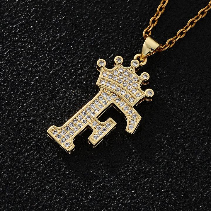 Stainless Steel Chain Zircon Alphabet Pendant – Jewelry Gift Ideas — 1