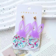 Cute Easter Acrylic Starry Rabbit Earrings – Gifts for Pet Lovers — 5