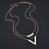Triangle Turquoise Pendant Necklace V-shaped – Jewelry Gift Ideas — 3
