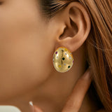 Titanium Steel Irregular Oval Mosaic Color Zircon – Birthday Gifts — 1