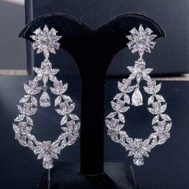 Fashion Exaggerated Wreath Zircon Earrings – Stylish Gifts — 1