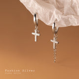 Short Cross Chain Ear Clip Women's Rhinestone Earrings – Gifts for Her — 12