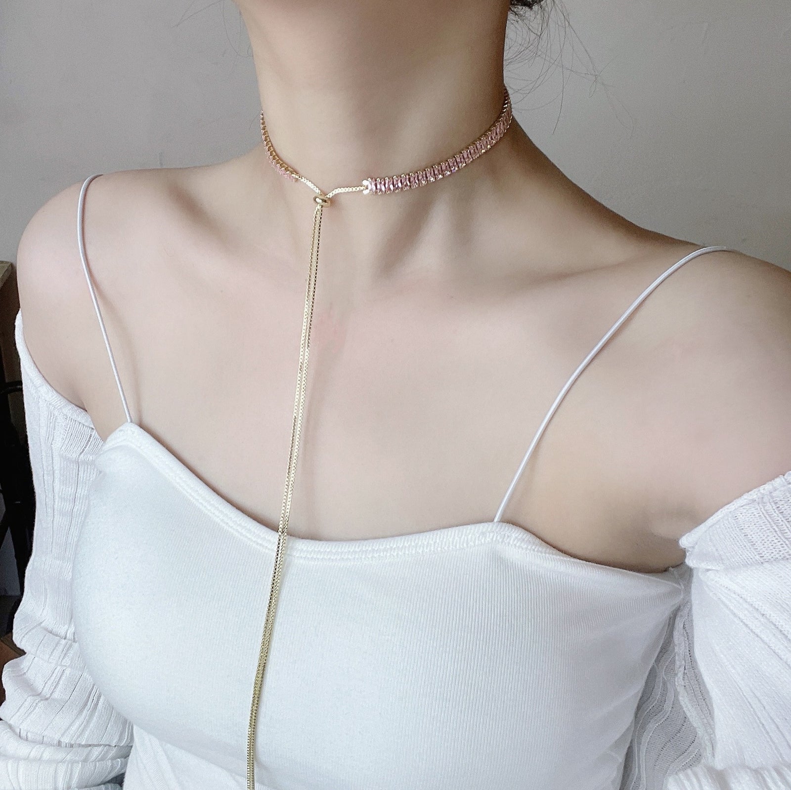 Fashion New Metal Long Tassel Zircon Choker – Jewelry Gift Ideas — 1