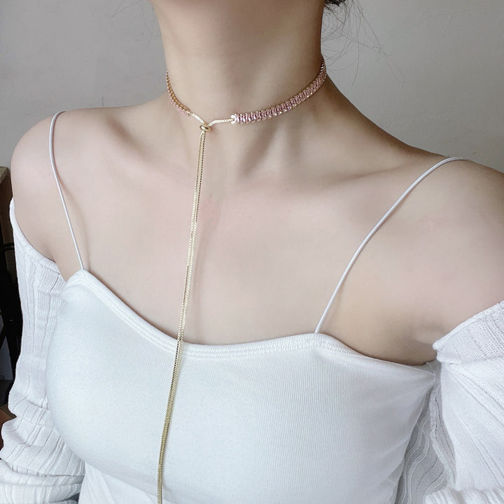 Fashion New Metal Long Tassel Zircon Choker – Jewelry Gift Ideas — 1
