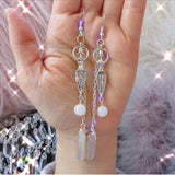 Moonstone And Angel Halo Quartz Wrap Earrings – Holiday Gift Ideas — 4