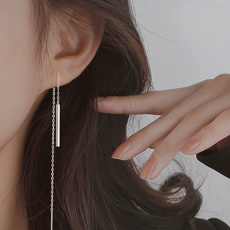 Frosty Korean Style Long One-word Earrings – Stylish Gifts — 1
