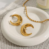 Stainless Steel Gold Earrings Titanium Steel Moon – Meaningful Gifts — 2