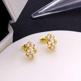 Women's Leaf Flower Pearl Earrings – Gifts for Her — 4