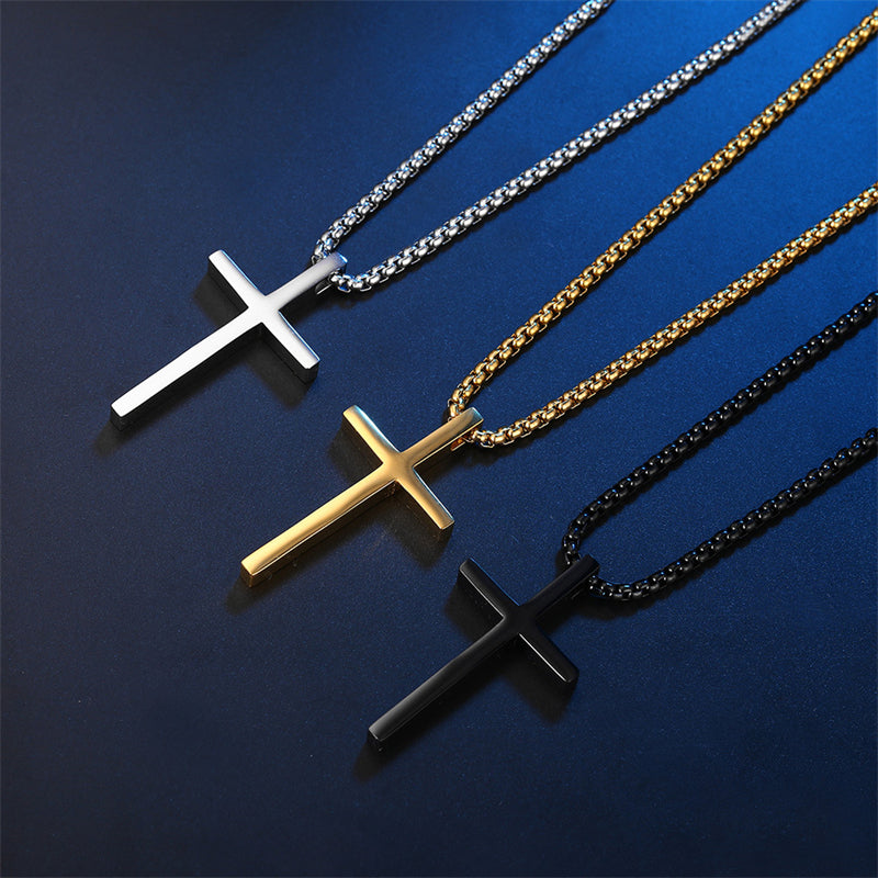 Smooth Simple Titanium Cross Pendant Male – Jewelry Gift Ideas — 1