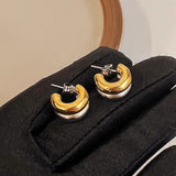 Contrast Color Semicircle Stud Earrings Women – Gifts for Her — 3