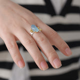 Natural Aquamarine Flower Adjustable Ring – Special Occasion Gifts — 1
