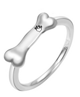 Silver Plated Diamond Bone Ring Pet Name Custom – Gifts for Pet Lovers — 5